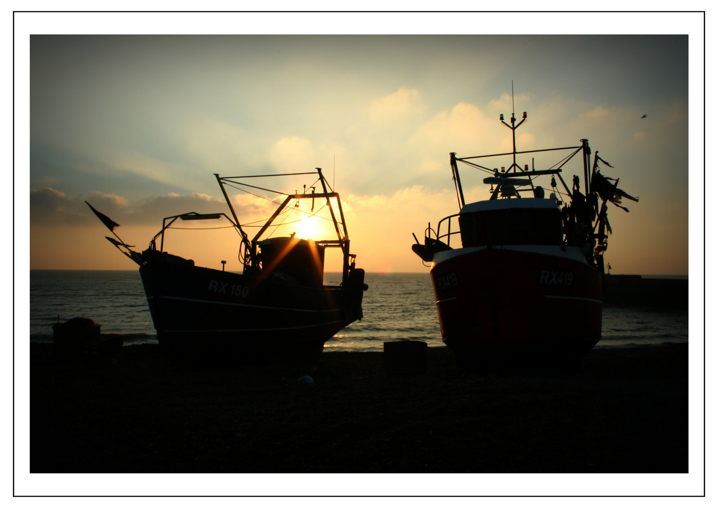 Hastings fishing boats at sunrise