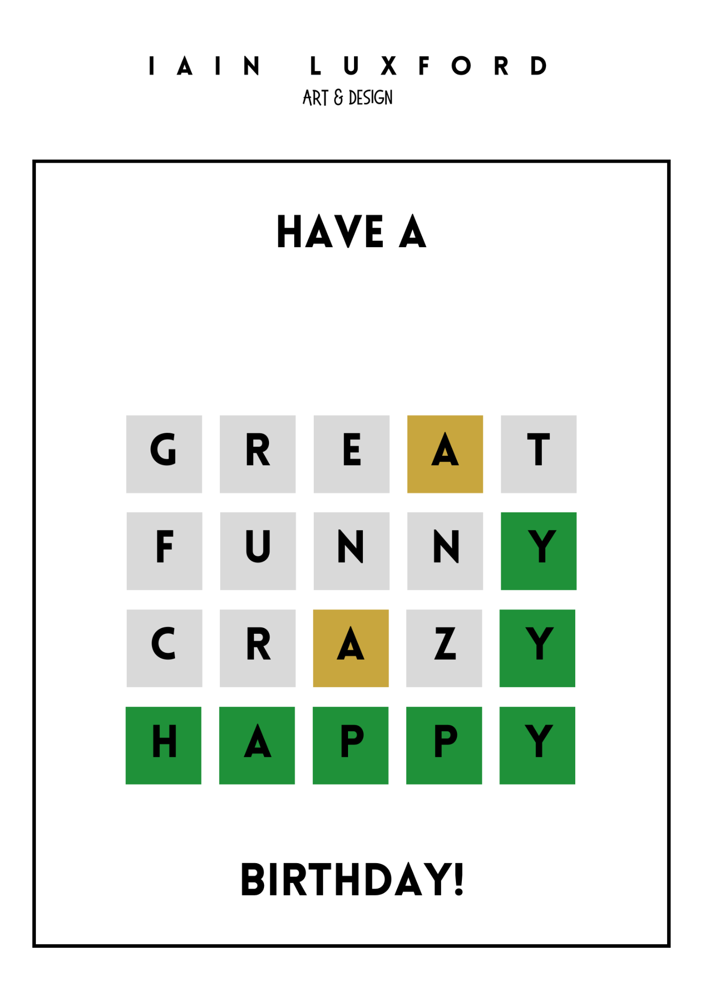 Greetings card - "Wordle birthday!