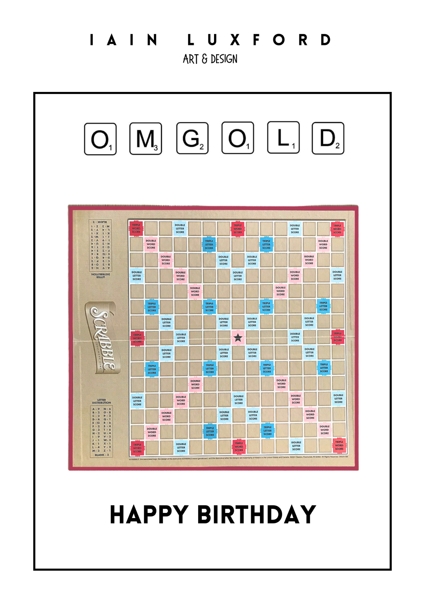 Greetings card - "Scrabble birthday"